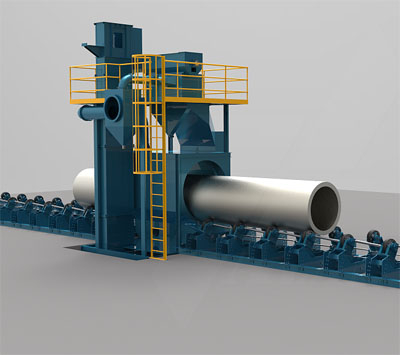 鋼管拋丸機，外壁除銹清理設備